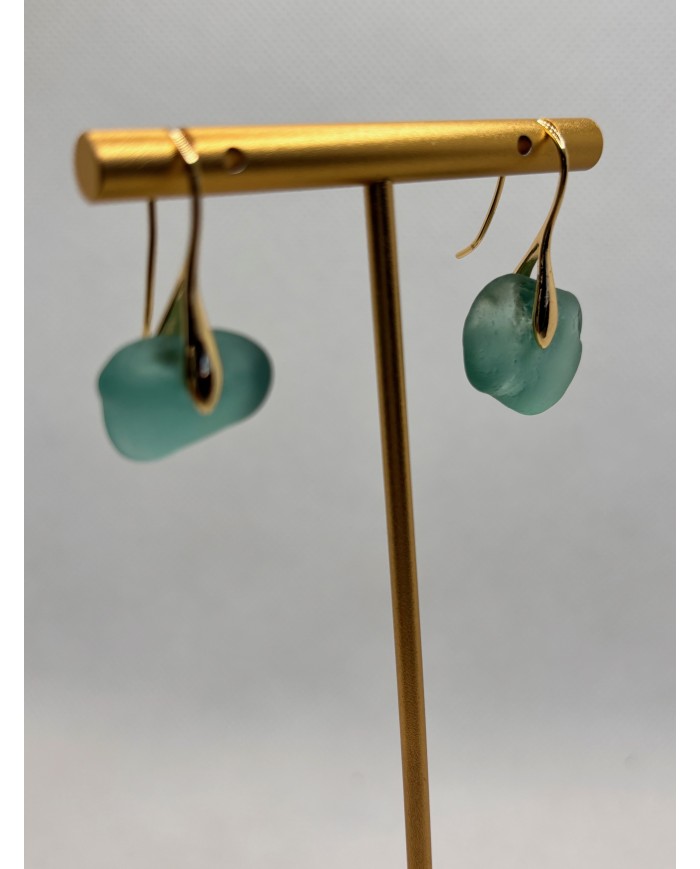 PENDIENTES ARTESANOS DE CRISTAL MARINO