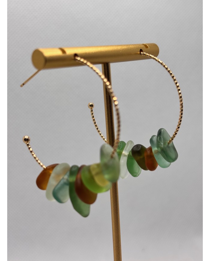 PENDIENTES ARTESANOS DE CRISTAL MARINO