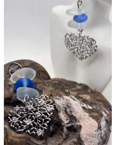 PENDIENTES DE CRISTAL MARINO ARTESANOS