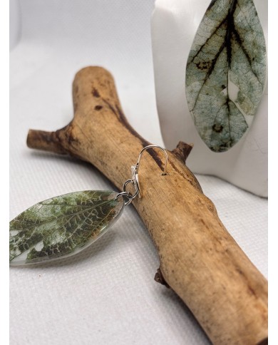 PENDIENTES ARTESANOS DE HOJA NATURAL EDICIÓN PLATA
