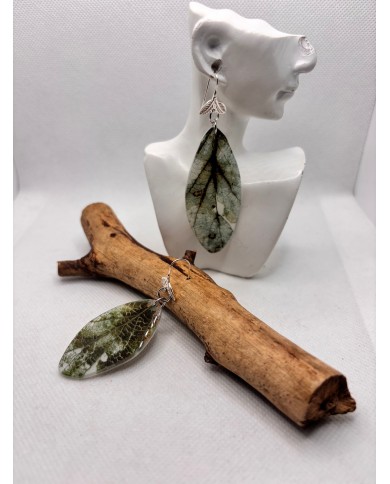 PENDIENTES ARTESANOS DE HOJA NATURAL EDICIÓN PLATA