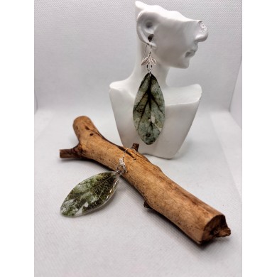 PENDIENTES ARTESANOS DE HOJA NATURAL EDICIÓN PLATA