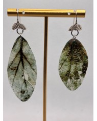EDICIÓN PLATA pendientes artesanos de hoja natural