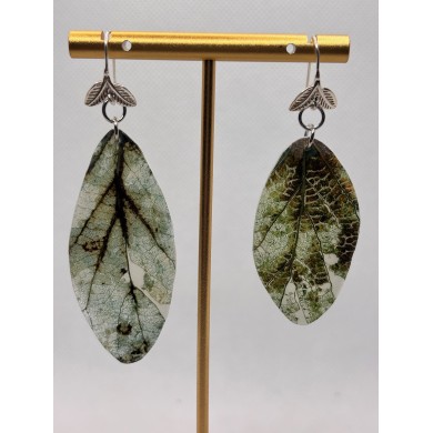 PENDIENTES ARTESANOS DE HOJA NATURAL EDICIÓN PLATA