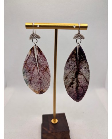 PENDIENTES ARTESANOS DE HOJA NATURAL EDICIÓN PLATA