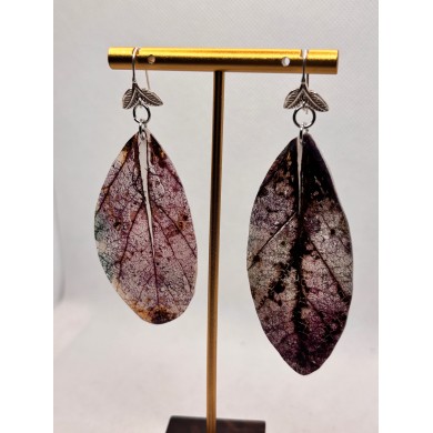 PENDIENTES ARTESANOS DE HOJA NATURAL EDICIÓN PLATA