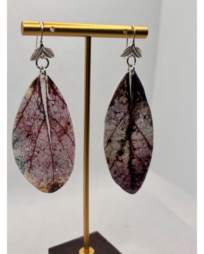 PENDIENTES ARTESANOS DE HOJA NATURAL EDICIÓN PLATA