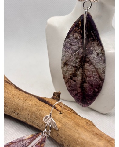 PENDIENTES ARTESANOS DE HOJA NATURAL EDICIÓN PLATA