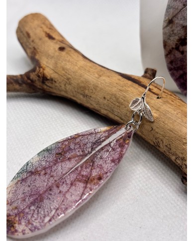 PENDIENTES ARTESANOS DE HOJA NATURAL EDICIÓN PLATA