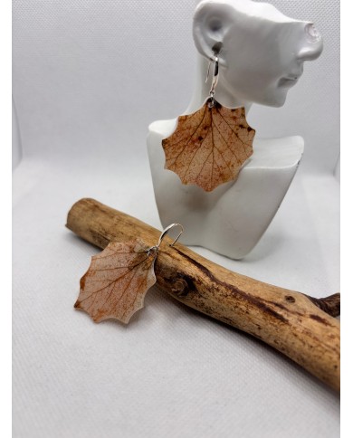 PENDIENTES ARTESANOS DE HOJA NATURAL EDICIÓN PLATA
