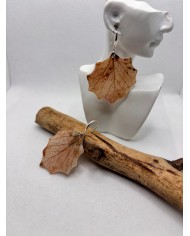 PENDIENTES ARTESANOS DE HOJA NATURAL EDICIÓN PLATA
