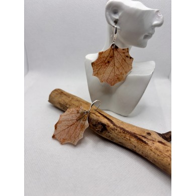 PENDIENTES ARTESANOS DE HOJA NATURAL EDICIÓN PLATA