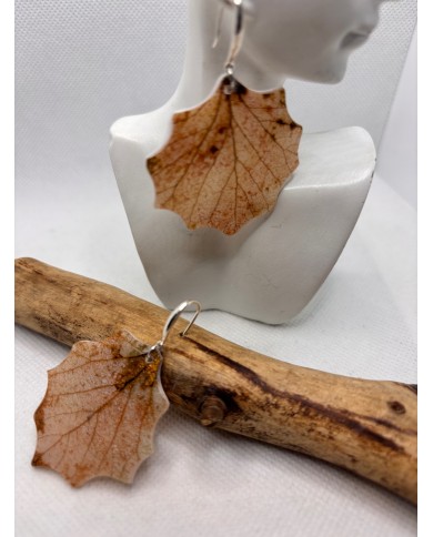 PENDIENTES ARTESANOS DE HOJA NATURAL EDICIÓN PLATA