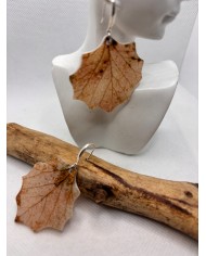 PENDIENTES ARTESANOS DE HOJA NATURAL EDICIÓN PLATA