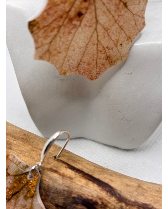 PENDIENTES ARTESANOS DE HOJA NATURAL EDICIÓN PLATA