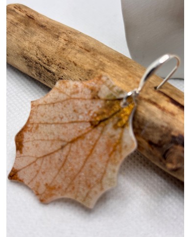PENDIENTES ARTESANOS DE HOJA NATURAL EDICIÓN PLATA