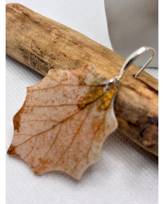 PENDIENTES ARTESANOS DE HOJA NATURAL EDICIÓN PLATA