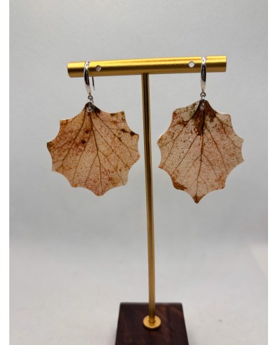 PENDIENTES ARTESANOS DE HOJA NATURAL EDICIÓN PLATA