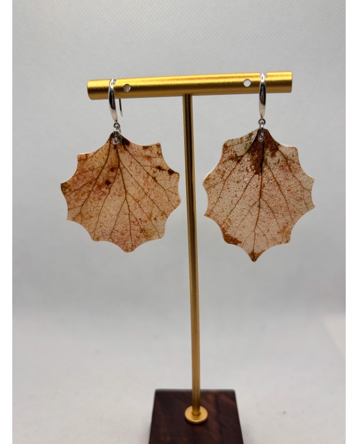 PENDIENTES ARTESANOS DE HOJA NATURAL EDICIÓN PLATA