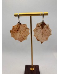 PENDIENTES ARTESANOS DE HOJA NATURAL EDICIÓN PLATA