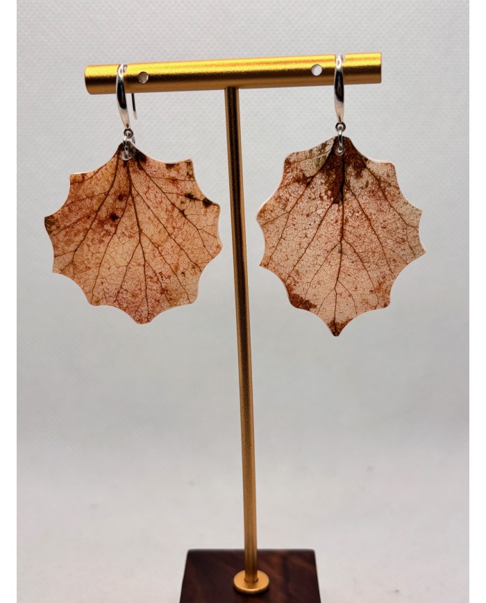 PENDIENTES ARTESANOS DE HOJA NATURAL EDICIÓN PLATA