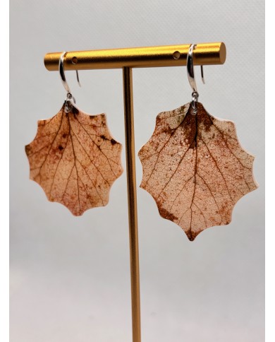 PENDIENTES ARTESANOS DE HOJA NATURAL EDICIÓN PLATA