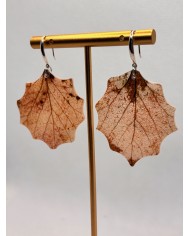 PENDIENTES ARTESANOS DE HOJA NATURAL EDICIÓN PLATA