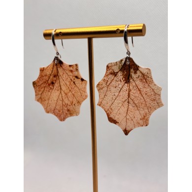 PENDIENTES ARTESANOS DE HOJA NATURAL EDICIÓN PLATA
