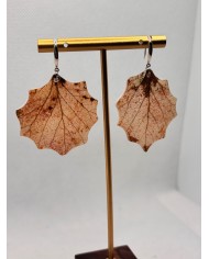 PENDIENTES ARTESANOS DE HOJA NATURAL EDICIÓN PLATA
