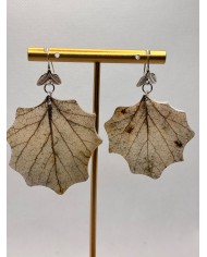 PENDIENTES ARTESANOS DE HOJA NATURAL EDICIÓN PLATA