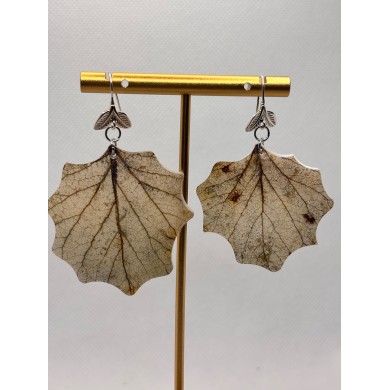 PENDIENTES ARTESANOS DE HOJA NATURAL EDICIÓN PLATA