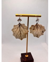 PENDIENTES ARTESANOS DE HOJA NATURAL EDICIÓN PLATA