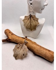 PENDIENTES ARTESANOS DE HOJA NATURAL EDICIÓN PLATA