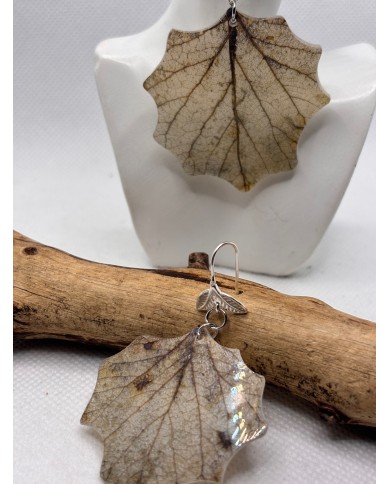 PENDIENTES ARTESANOS DE HOJA NATURAL EDICIÓN PLATA