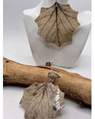 PENDIENTES ARTESANOS DE HOJA NATURAL EDICIÓN PLATA