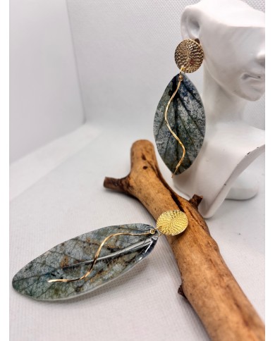 PENDIENTES ARTESANOS DE HOJA NATURAL ESQUELETIZADA