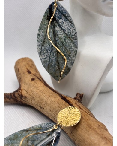 PENDIENTES ARTESANOS DE HOJA NATURAL ESQUELETIZADA