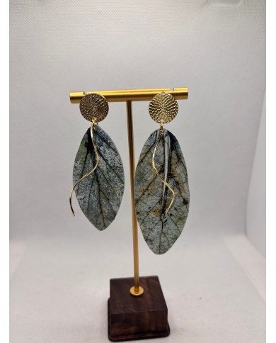 PENDIENTES ARTESANOS DE HOJA NATURAL ESQUELETIZADA