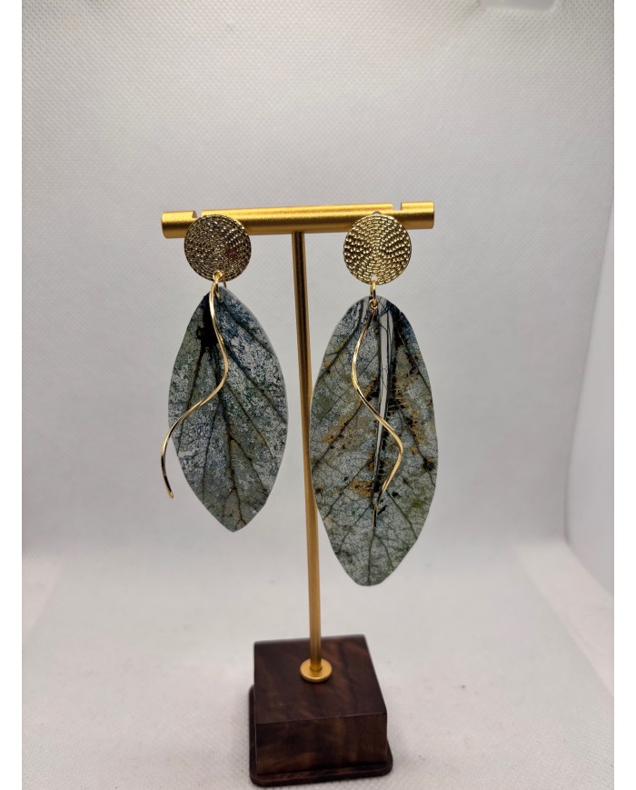 PENDIENTES ARTESANOS DE HOJA NATURAL ESQUELETIZADA