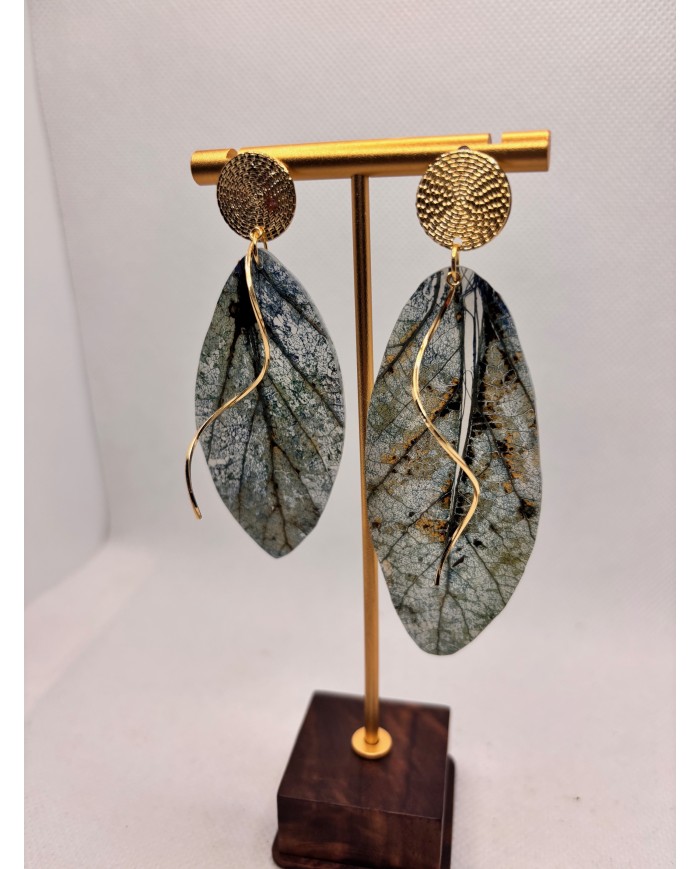 PENDIENTES ARTESANOS DE HOJA NATURAL ESQUELETIZADA