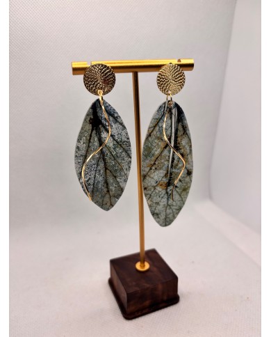PENDIENTES ARTESANOS DE HOJA NATURAL ESQUELETIZADA