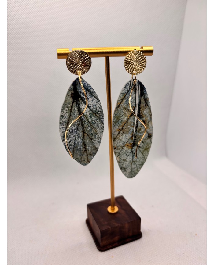 PENDIENTES ARTESANOS DE HOJA NATURAL ESQUELETIZADA