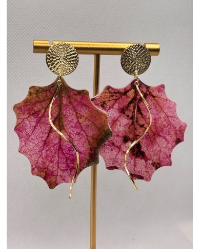 PENDIENTES ARTESANOS DE HOJA NATURAL ESQUELETIZADA