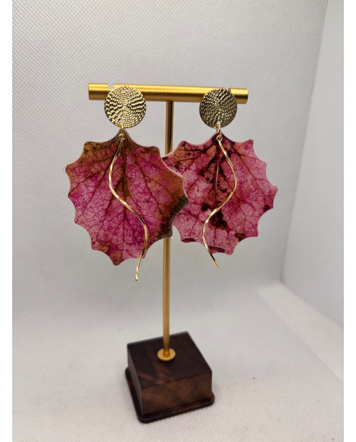 PENDIENTES ARTESANOS DE HOJA NATURAL ESQUELETIZADA