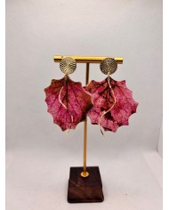 PENDIENTES ARTESANOS DE HOJA NATURAL ESQUELETIZADA