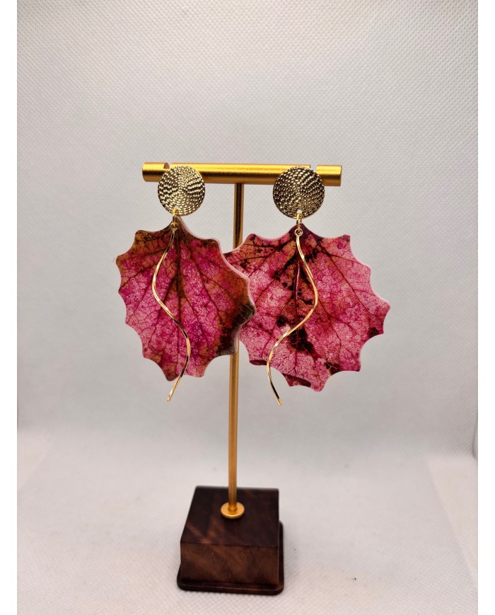 PENDIENTES ARTESANOS DE HOJA NATURAL ESQUELETIZADA