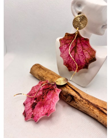 PENDIENTES ARTESANOS DE HOJA NATURAL ESQUELETIZADA