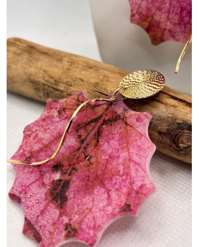 PENDIENTES ARTESANOS DE HOJA NATURAL ESQUELETIZADA