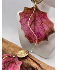 PENDIENTES ARTESANOS DE HOJA NATURAL ESQUELETIZADA