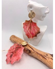 PENDIENTES ARTESANOS DE HOJA NATURAL ESQUELETIZADA